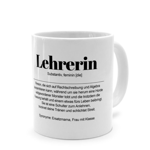 Tasse mit Definition 'Lehrerin'