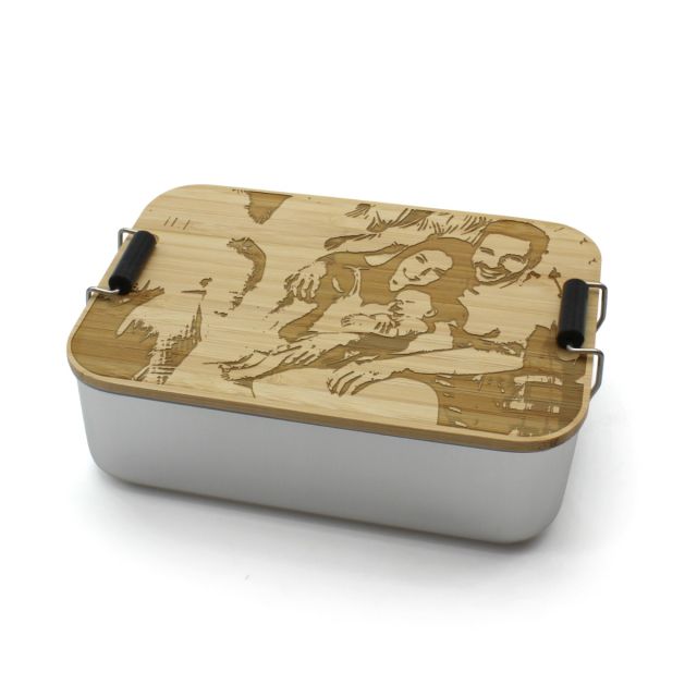 Alu-Brotdose mit Bambusdeckel