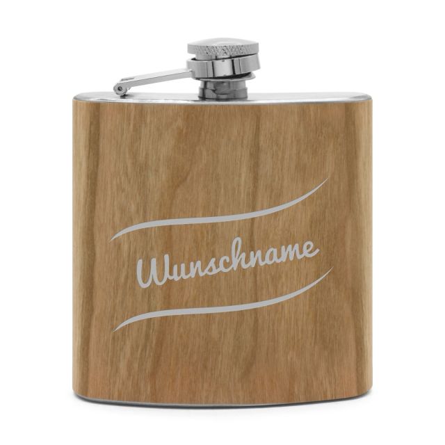 Flachmann mit Gravur - 'Holz'