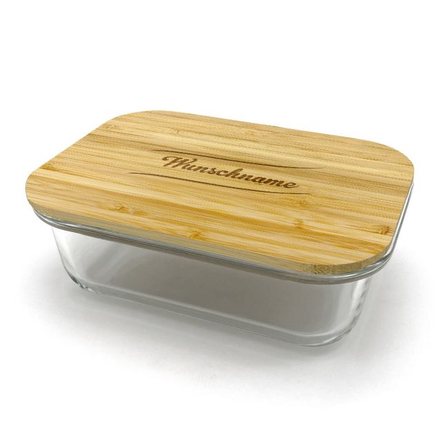 Glas-Frischhaltedose mit Bambusdeckel