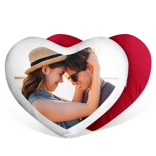 Personalisiertes Herzkissen Mit 3 Fotos - Fotokissen 40x44 Cm Inkl. Füllung